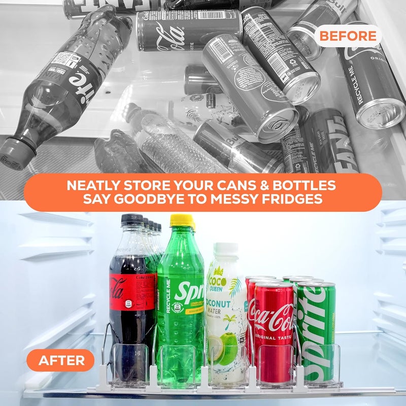 SIP SORT Upgraded Premium Drink Organizer for Fridge. Ultra Space Saving Drink Dispenser for Refrigerator with Larger Stopper Height and Automatic Pusher with Locking Feature. Holds 25 Cans (5 Rows, White) - Image 5